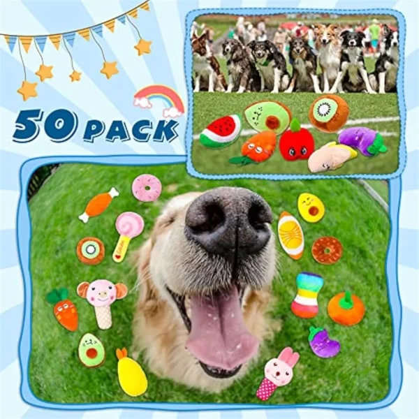 Dog Toy Storage: 50PCS Squeaky Plush Toys for Dogs - Image 5