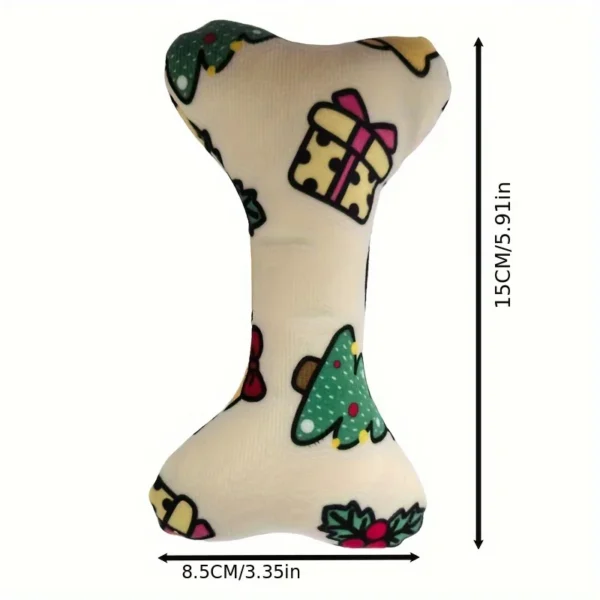 Dog Toy Storage: Durable Plush Bone-Shaped Squeaky Chew Toy - Image 4