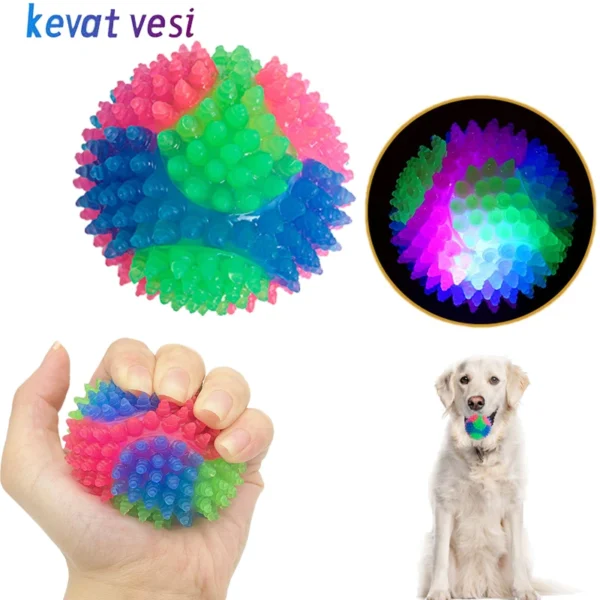 Durable Dog Toy Storage: Elastic Glowing Ball for Puppies