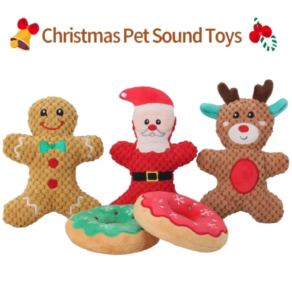 Dog Toy Storage: Xmas Plush Santa Elk Gingerbread Dog Toy